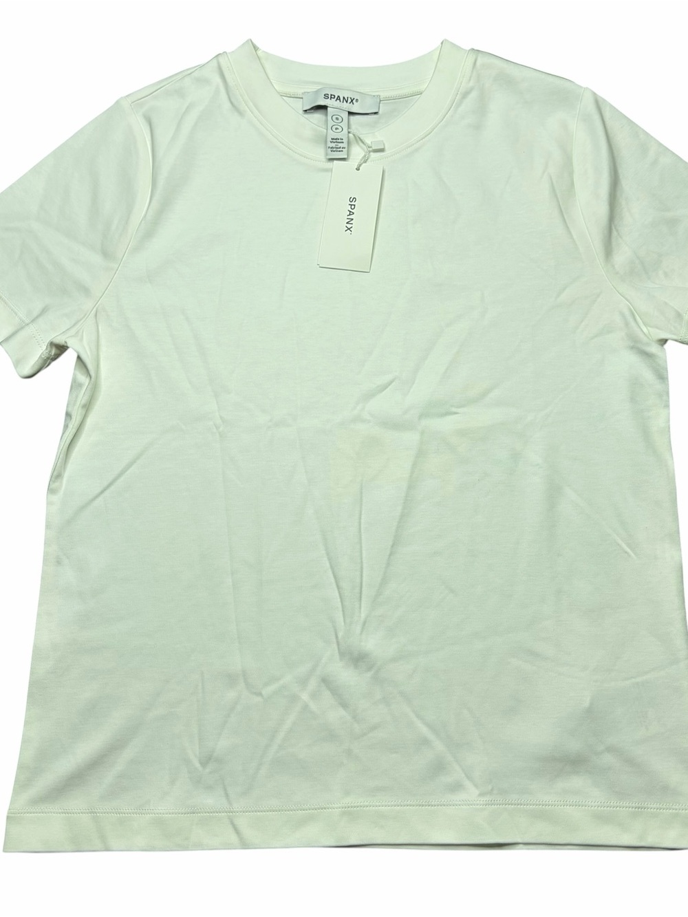 NWT Spanx White T Shirt Women’s Small Crew Neck Short Sleeve